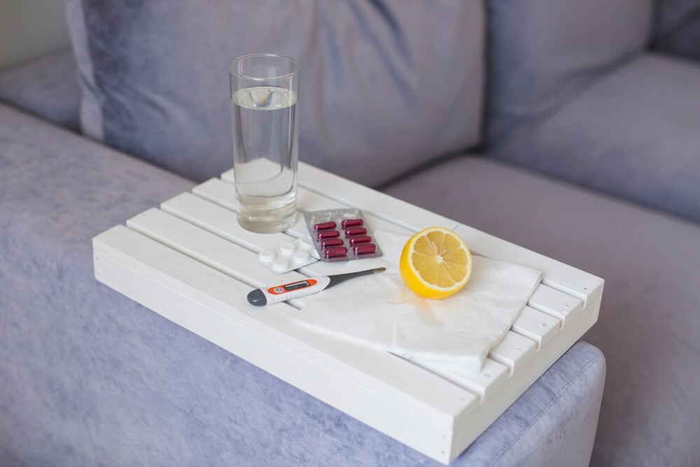 Medication on white tray