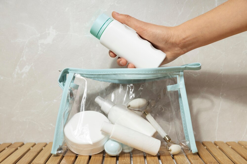 Vanity case assortment on table